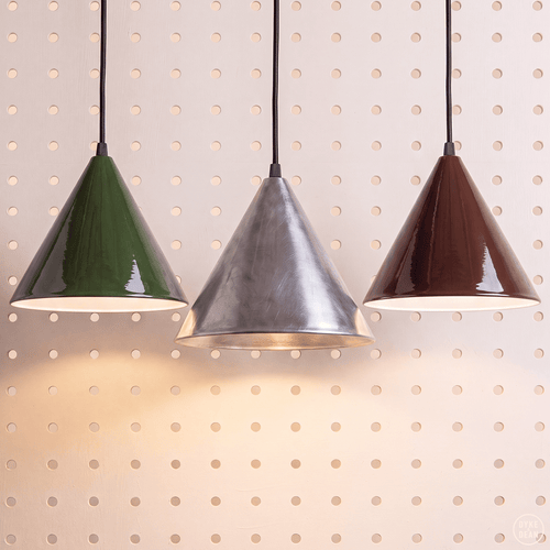 RAW METAL E27 ENAMEL CONE LAMPSHADE PENDANT 200 - DYKE & DEAN