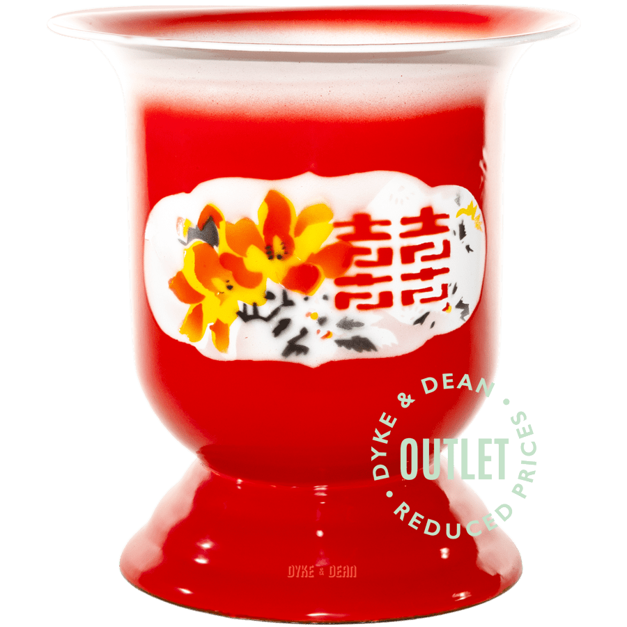 RED ENAMEL FLOWER VASE OUTLET - DYKE & DEAN