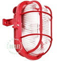 RED PLASTIC OVAL BULKHEAD LAMP OUTLET - DYKE & DEAN