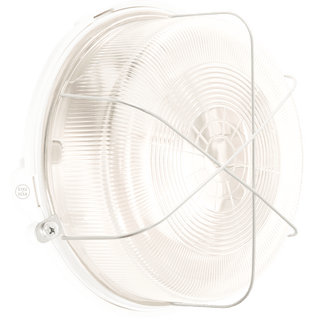 ROUND BULKHEAD WHITE DUROPLAST CLEAR GLASS - DYKE & DEAN