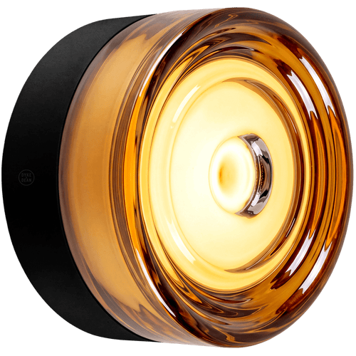 ROUND WATERPROOF BLACK WALL CEILING SCONCE AMBER LIGHT - DYKE & DEAN