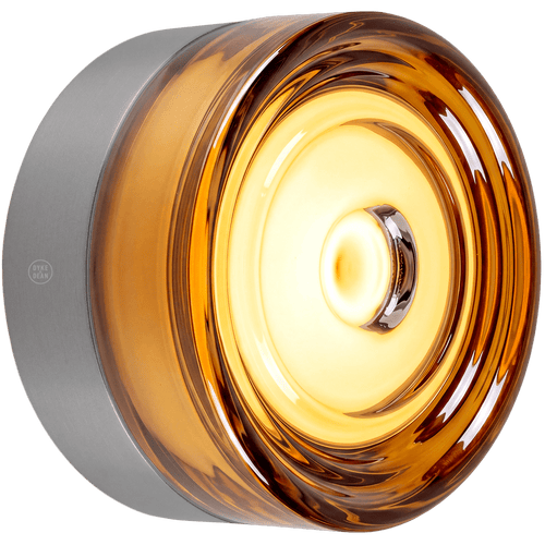 ROUND WATERPROOF NICKEL WALL CEILING SCONCE AMBER LIGHT - DYKE & DEAN