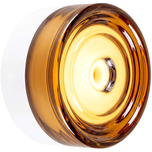 ROUND WATERPROOF WHITE WALL CEILING SCONCE AMBER GLASS LIGHT - DYKE & DEAN