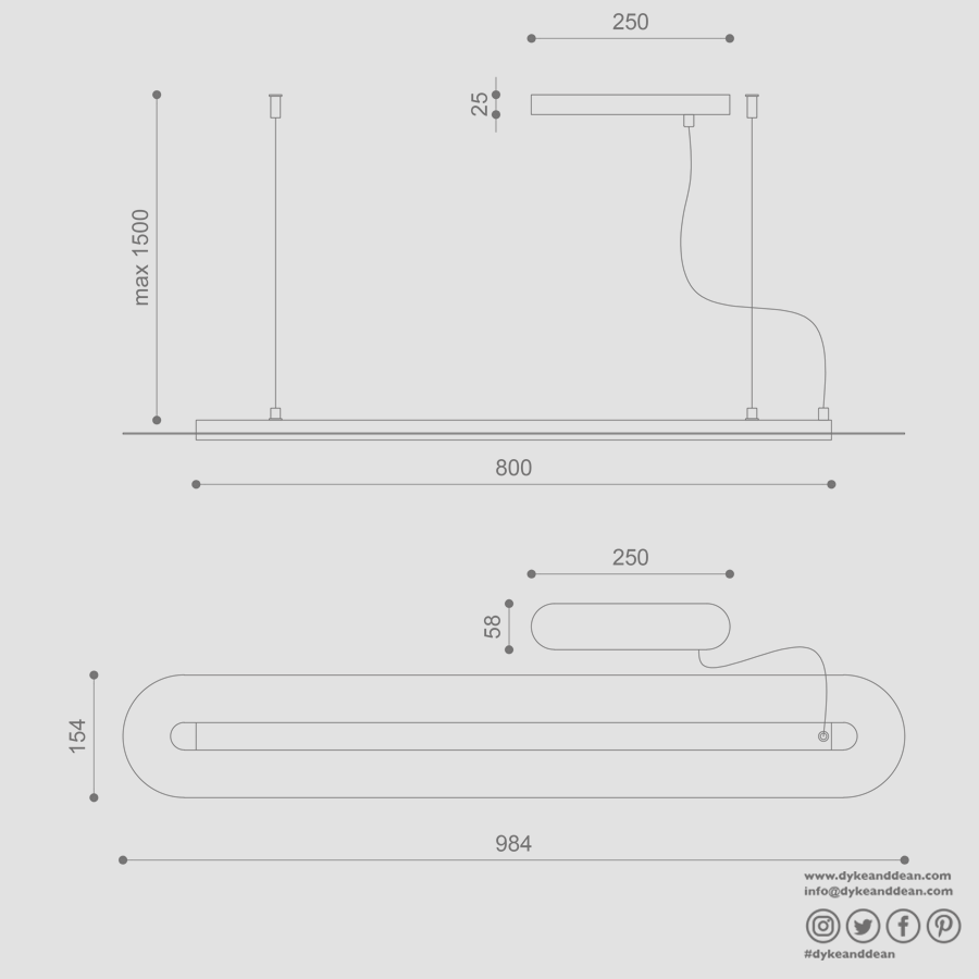 SENKEI PENDANT STRIP BEAM SUSPENSION LIGHT A - DYKE & DEAN