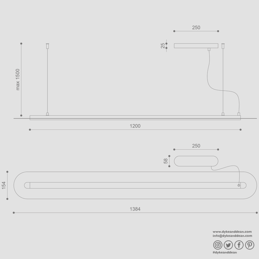 SENKEI PENDANT STRIP BEAM SUSPENSION LIGHT C - DYKE & DEAN