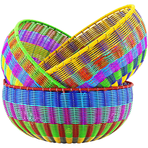 SET OF 2 COLOURFUL MEXICAN FRUIT BOWLS - DYKE & DEAN