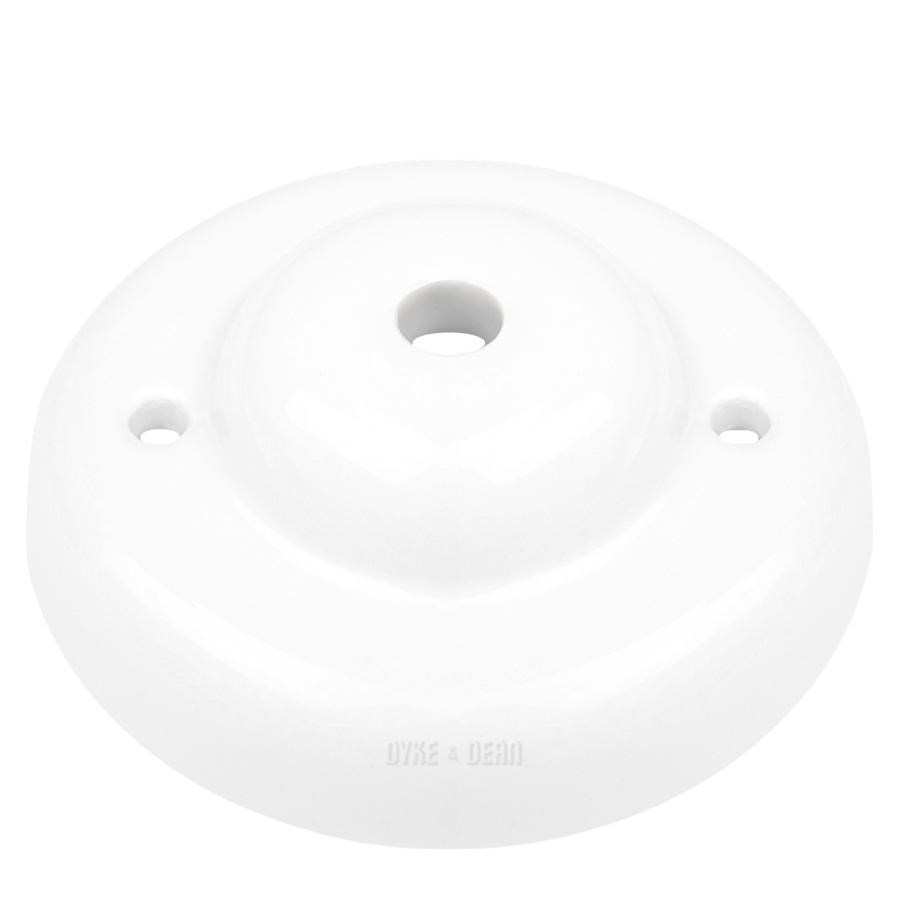 SMALL DOME WHITE CERAMIC CEILING ROSE - DYKE & DEAN