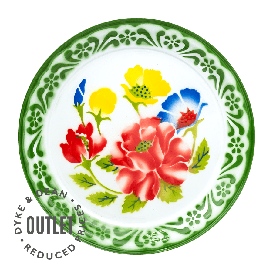 SMALL FLOWER ENAMEL TRAY GREEN OUTLET - DYKE & DEAN
