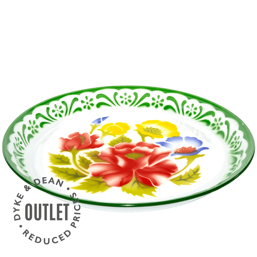 SMALL FLOWER ENAMEL TRAY GREEN OUTLET - DYKE & DEAN