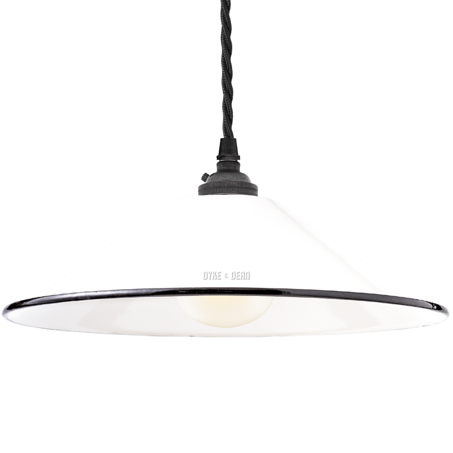 SMALL WHITE ENAMEL CONE SHADE - DYKE & DEAN