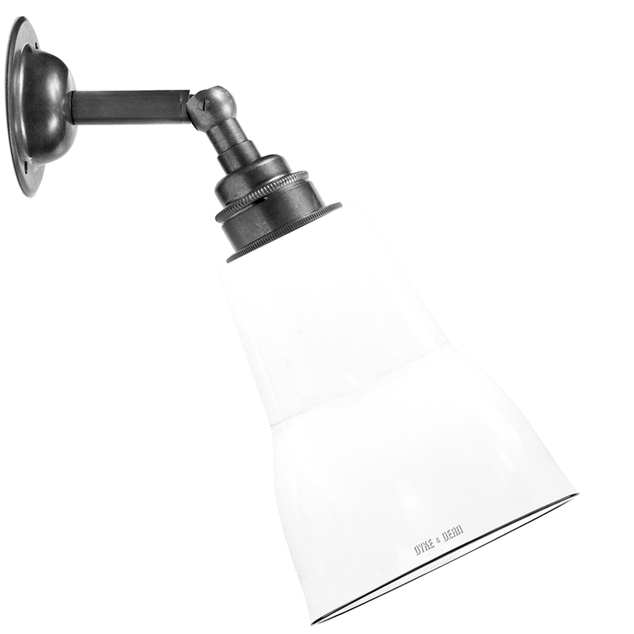 SMALL WHITE ENAMEL SHADE WALL LAMP - DYKE & DEAN