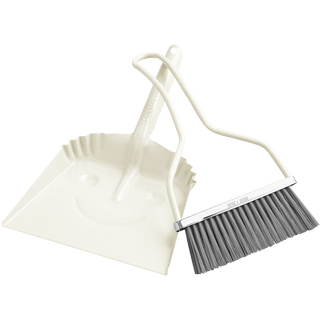 SMILEY METAL DUST PAN SET IVORY - DYKE & DEAN