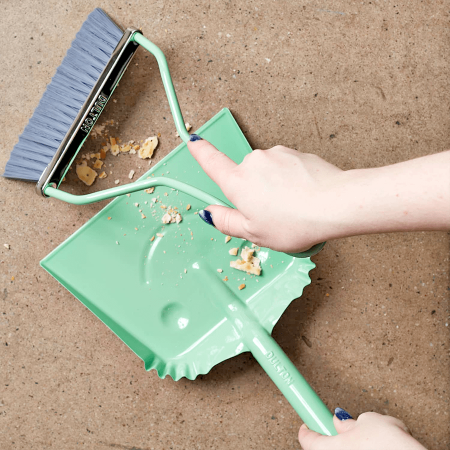 SMILEY METAL DUST PAN SET YELLOW - DYKE & DEAN