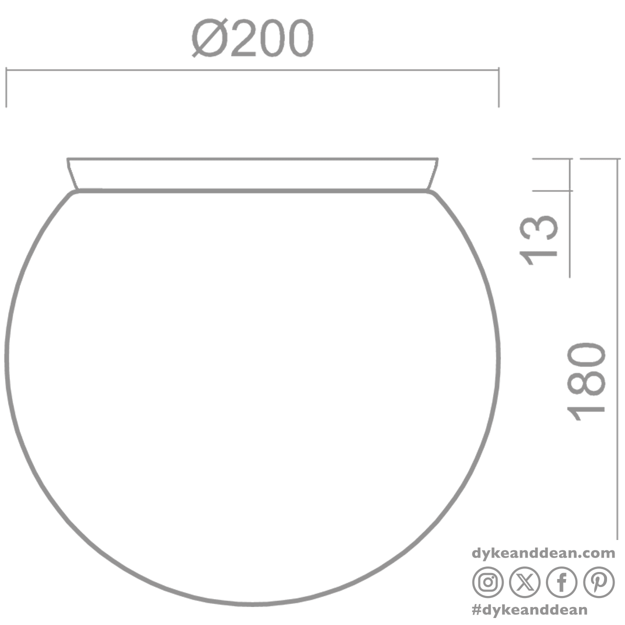 SPHERE LAMP BLACK BASE 200mm - DYKE & DEAN