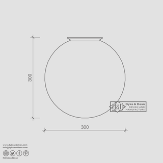 SPHERE LAMP WHITE BASE 300mm - DYKE & DEAN