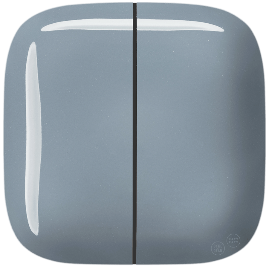 SQUARE PORCELAIN WALL DOUBLE ROCKER LIGHT SWITCH ASH GREY - DYKE & DEAN