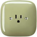 Moss Green square porcelain USA 15 amp wall socket by Katy Paty