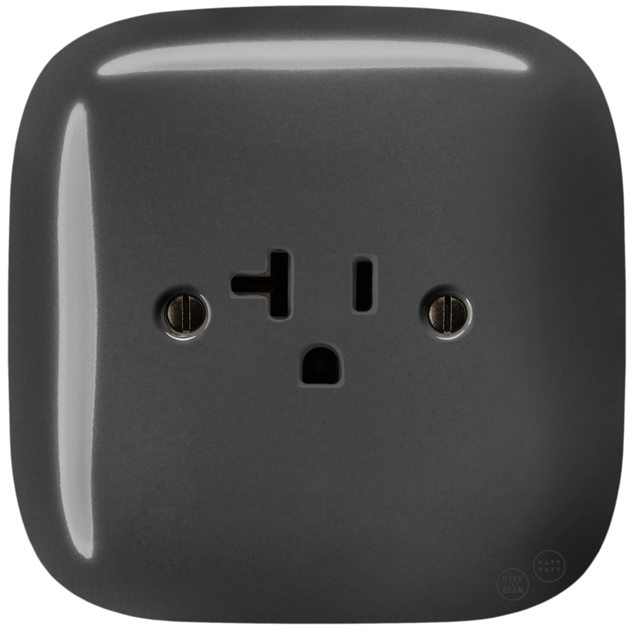 Wall Socket In Ceiling SQUARE PORCELAIN WALL SOCKET USA 20 AMP DARK GREY - DYKE & DEAN