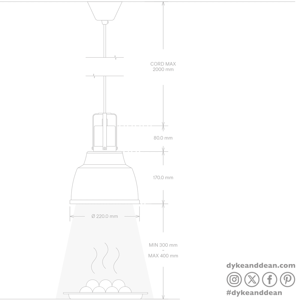 Stay Hot heat lamp pendant focus io cord