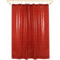 SUN SHOWER GRID CURTAIN BRICK RED - DYKE & DEAN