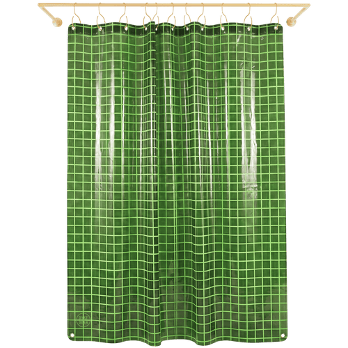 SUN SHOWER GRID CURTAIN PINE GREEN - DYKE & DEAN
