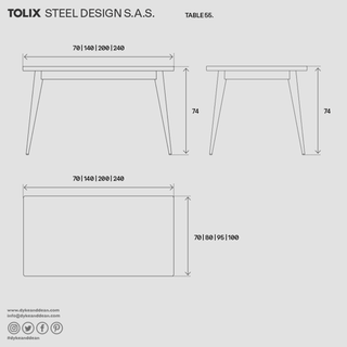 TOLIX 55 TABLE 240X100 - DYKE & DEAN