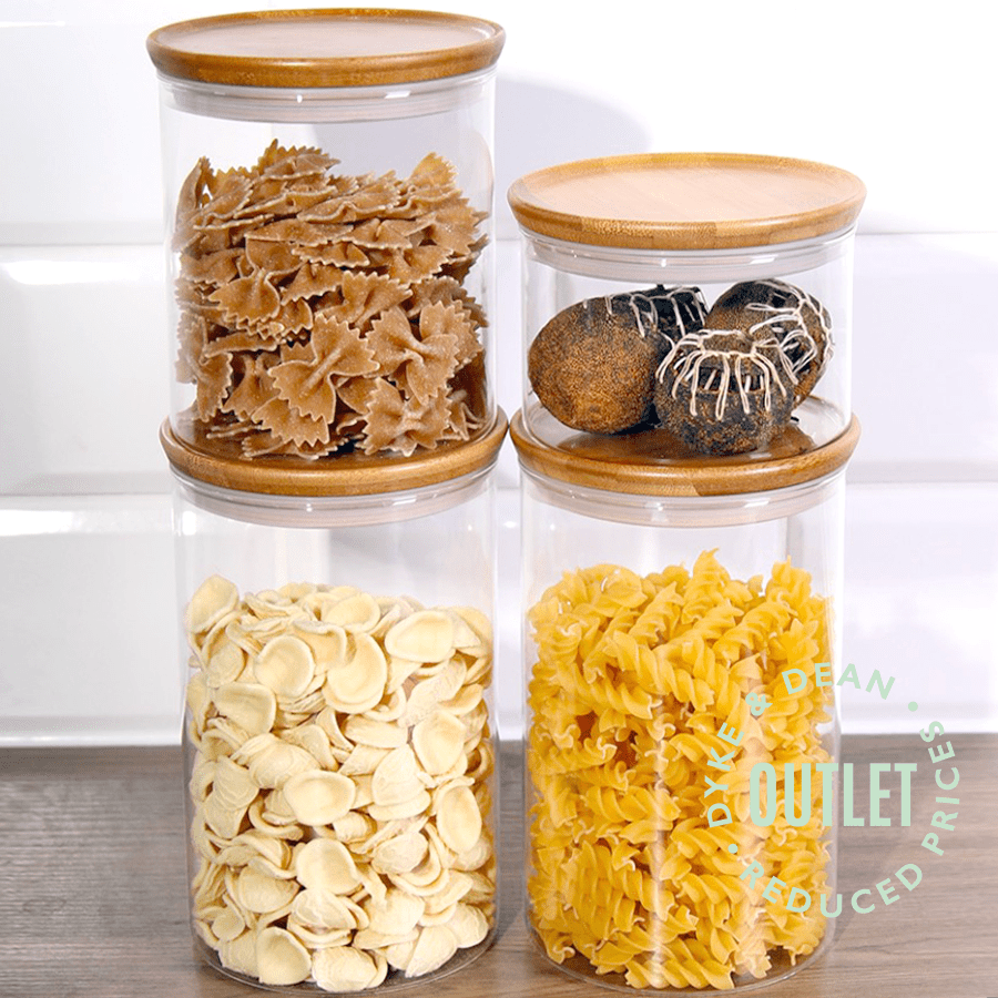 TRENDGLAS GLASS STACKING BAMBOO STORAGE JAR SMALL OUTLET - DYKE & DEAN
