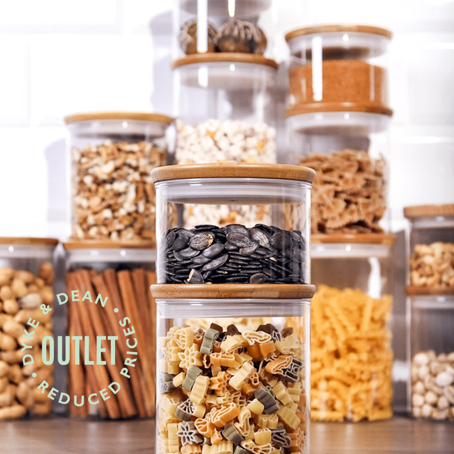 TRENDGLAS GLASS STACKING BAMBOO STORAGE JAR SMALL OUTLET - DYKE & DEAN