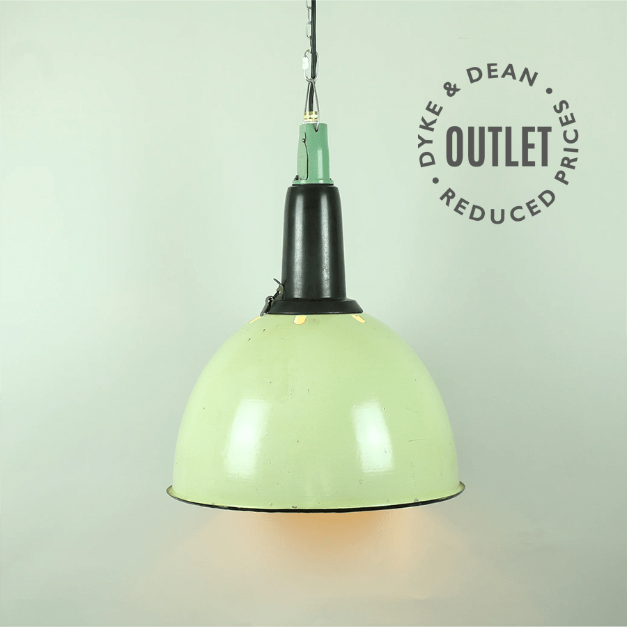 VINTAGE LIGHTING PENDANT DOME SHADE GREEN OUTLET - DYKE & DEAN
