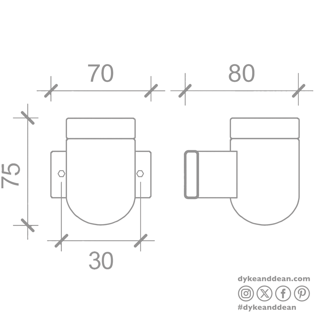 WALL ARM CERAMIC LIGHT BLACK - DYKE & DEAN