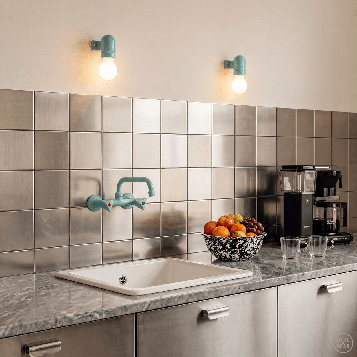 WALL ARM CERAMIC LIGHT TEAL GREEN - DYKE & DEAN