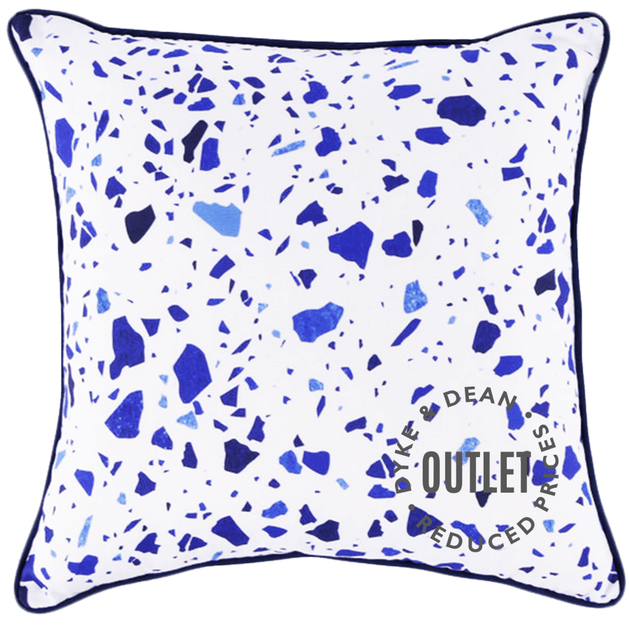 WHITE AND BLUE TERRAZZO SQUARE CUSHION OUTLET - DYKE & DEAN