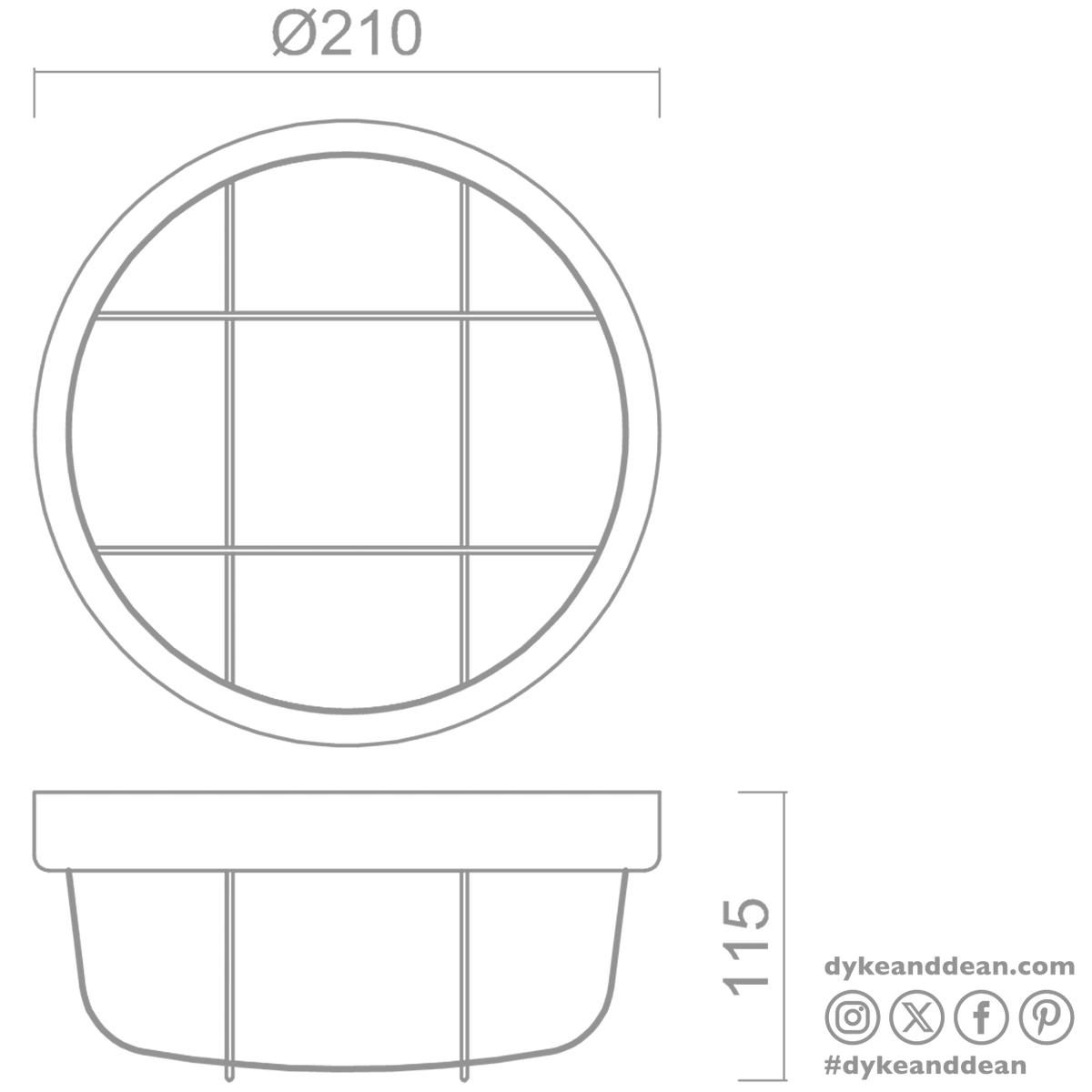 WHITE CAGED INDUSTRIAL ROUND WALL & CEILING BULKHEAD LIGHT - DYKE & DEAN