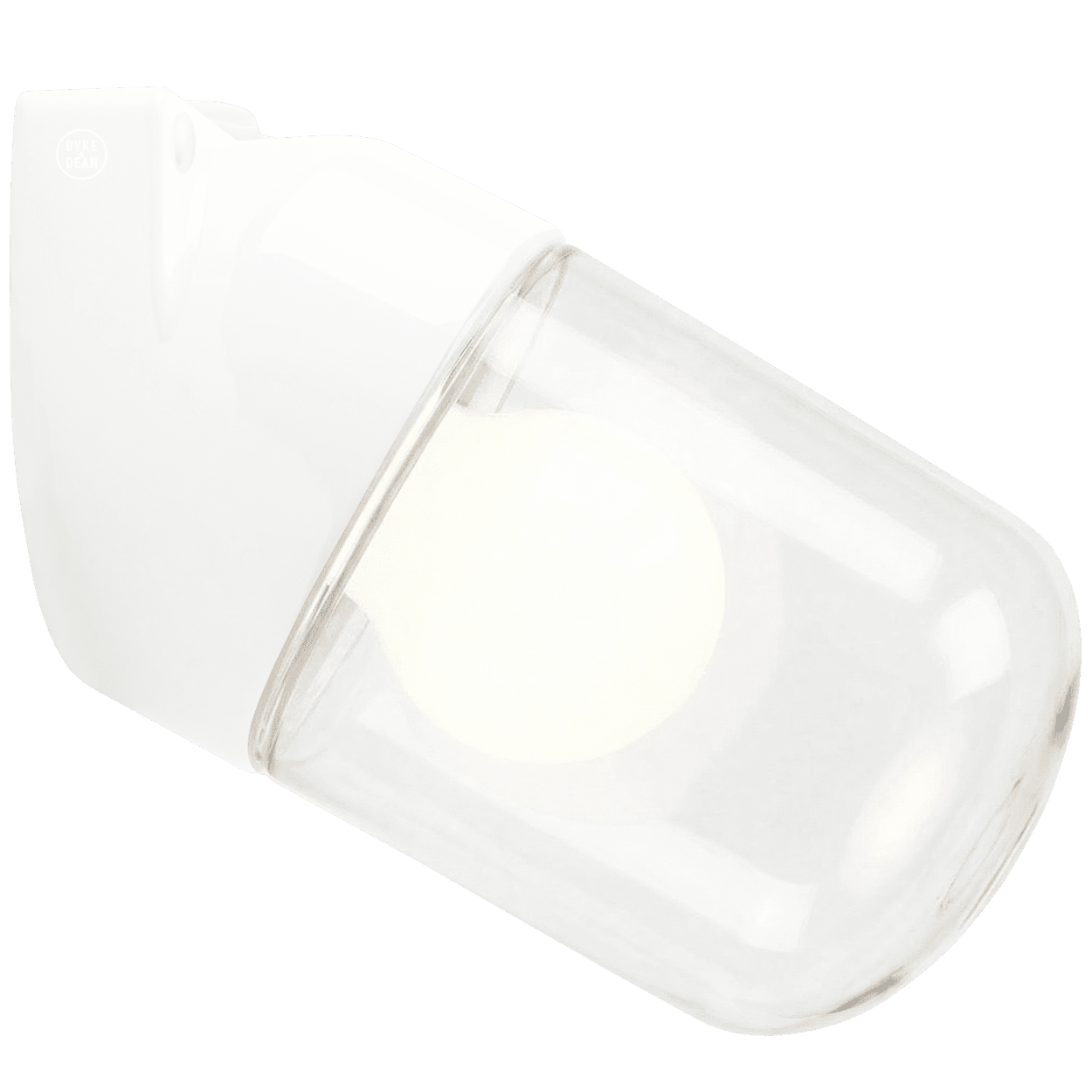 WHITE CLEAR PORCELAIN WATERPROOF ANGLED WALL LIGHT - DYKE & DEAN