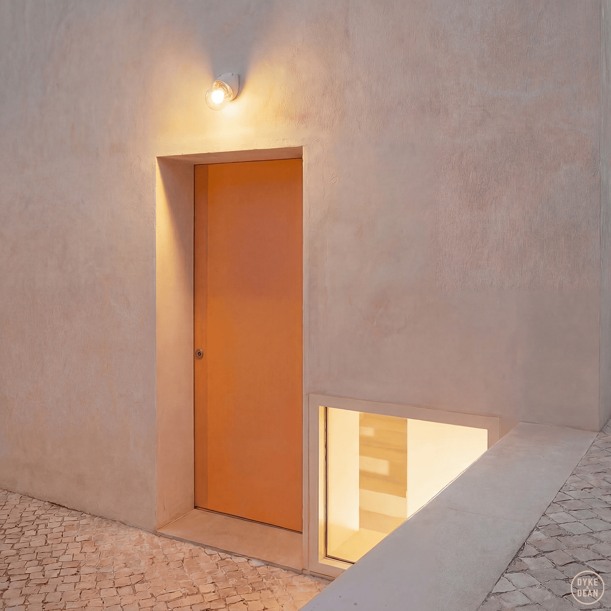 WHITE CLEAR PORCELAIN WATERPROOF ANGLED WALL LIGHT - DYKE & DEAN