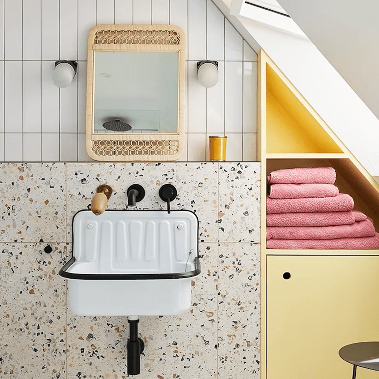 WHITE CLEAR PORCELAIN WATERPROOF ANGLED WALL LIGHT - DYKE & DEAN