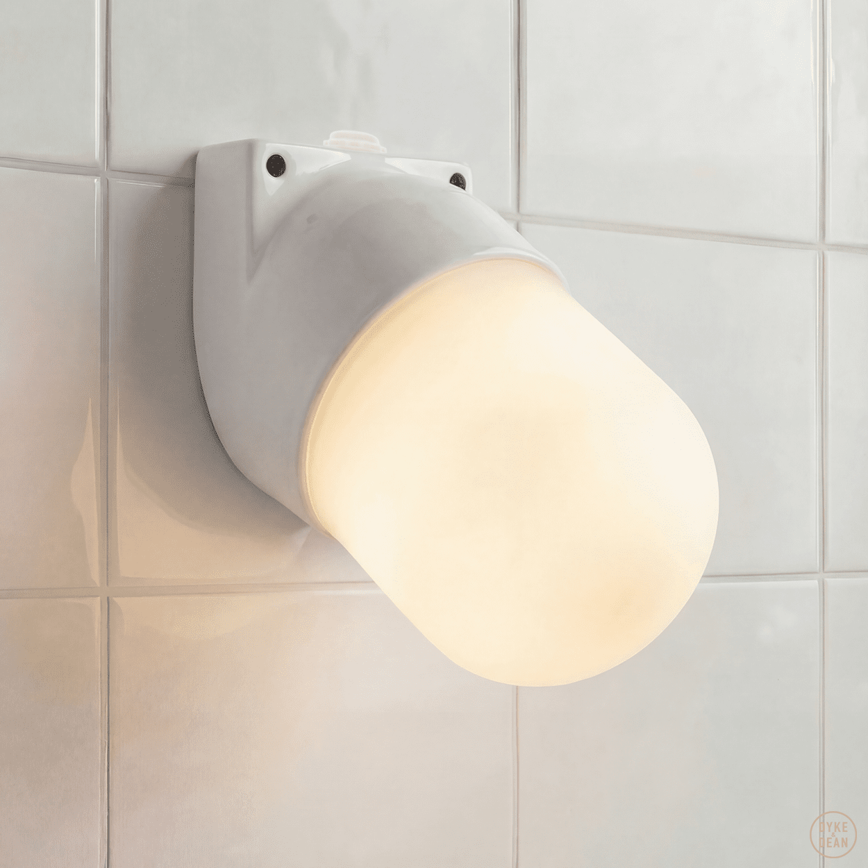 WHITE FROSTED PORCELAIN WATERPROOF ANGLED WALL LIGHT - DYKE & DEAN