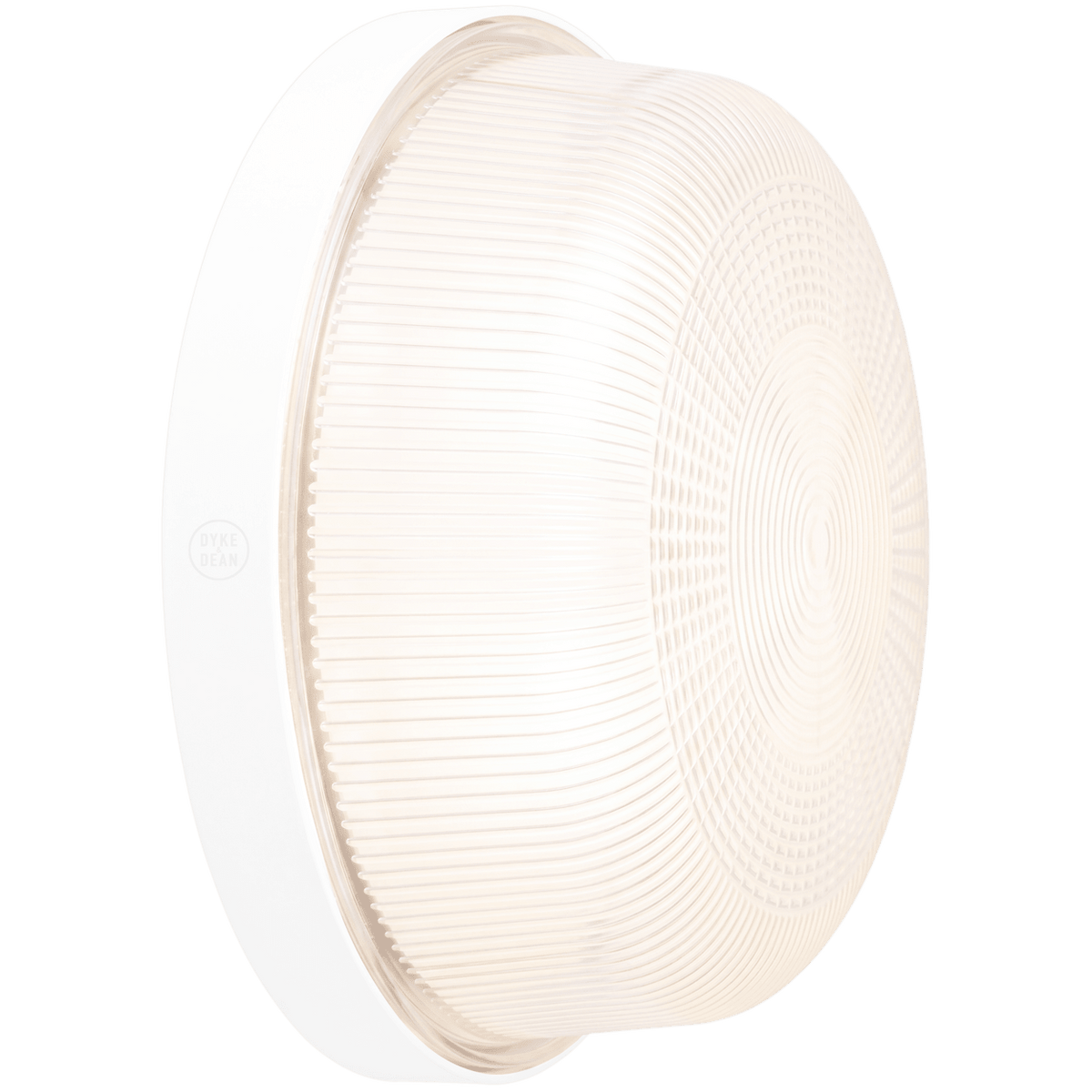 WHITE INDUSTRIAL ROUND WALL & CEILING BULKHEAD LIGHT - DYKE & DEAN
