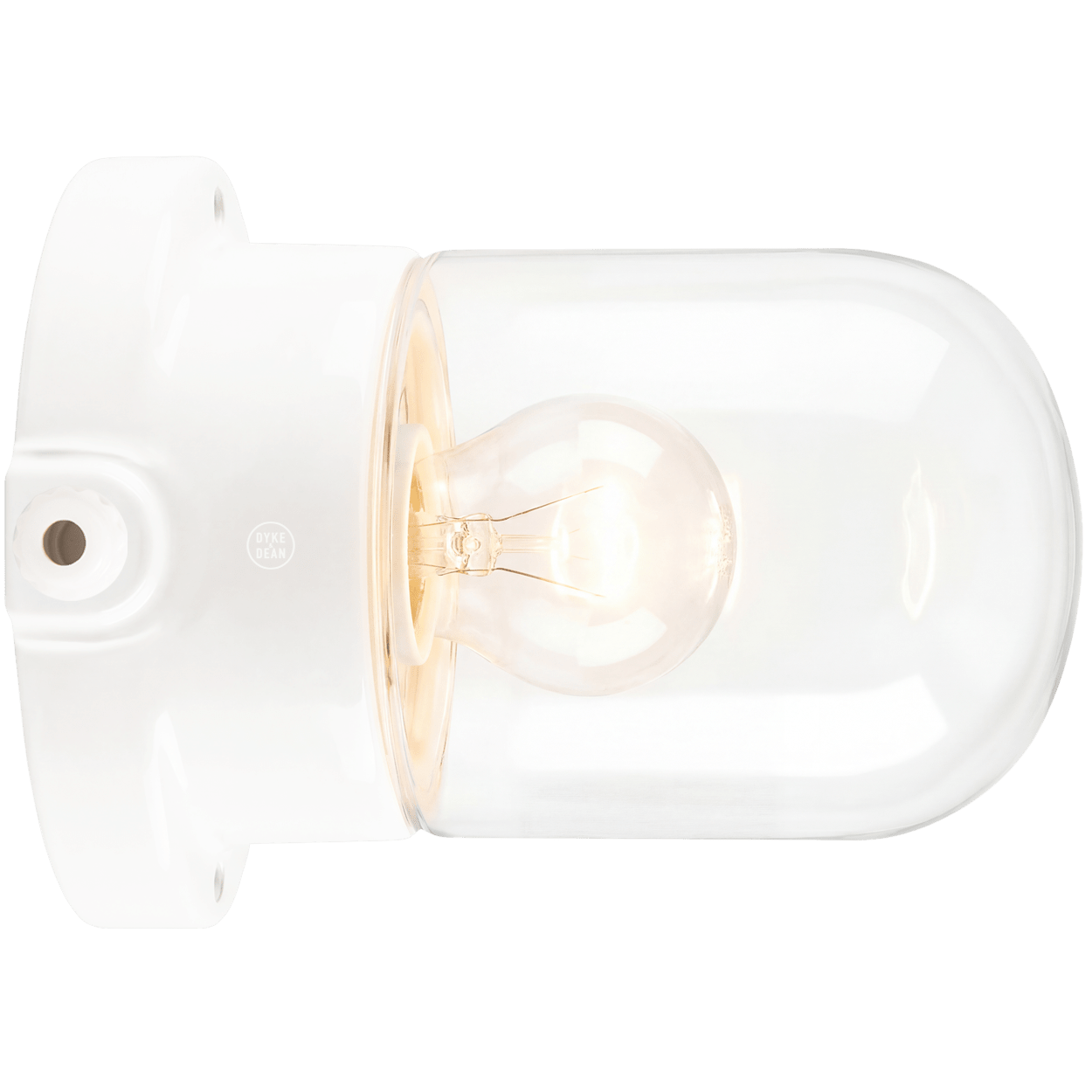 WHITE PORCELAIN CLEAR WATERPROOF WALL LIGHT - DYKE & DEAN