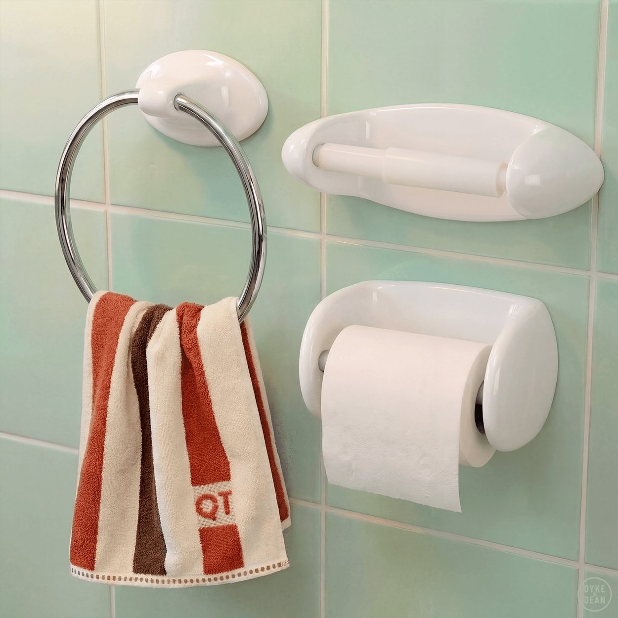 WHITE PORCELAIN TOILET PAPER HOLDER - DYKE & DEAN
