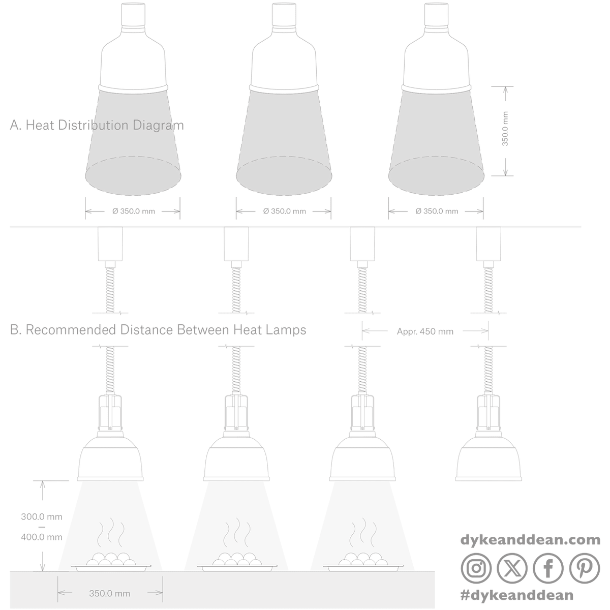 White stay hot heat lamp pendant trattoria 1250 cone