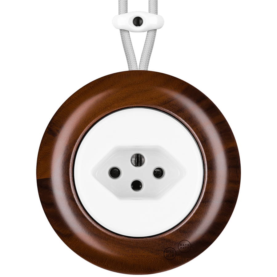 WOODEN PORCELAIN SURFACE MOUNTED NUC MAG SOCKET SWISS - DYKE & DEAN