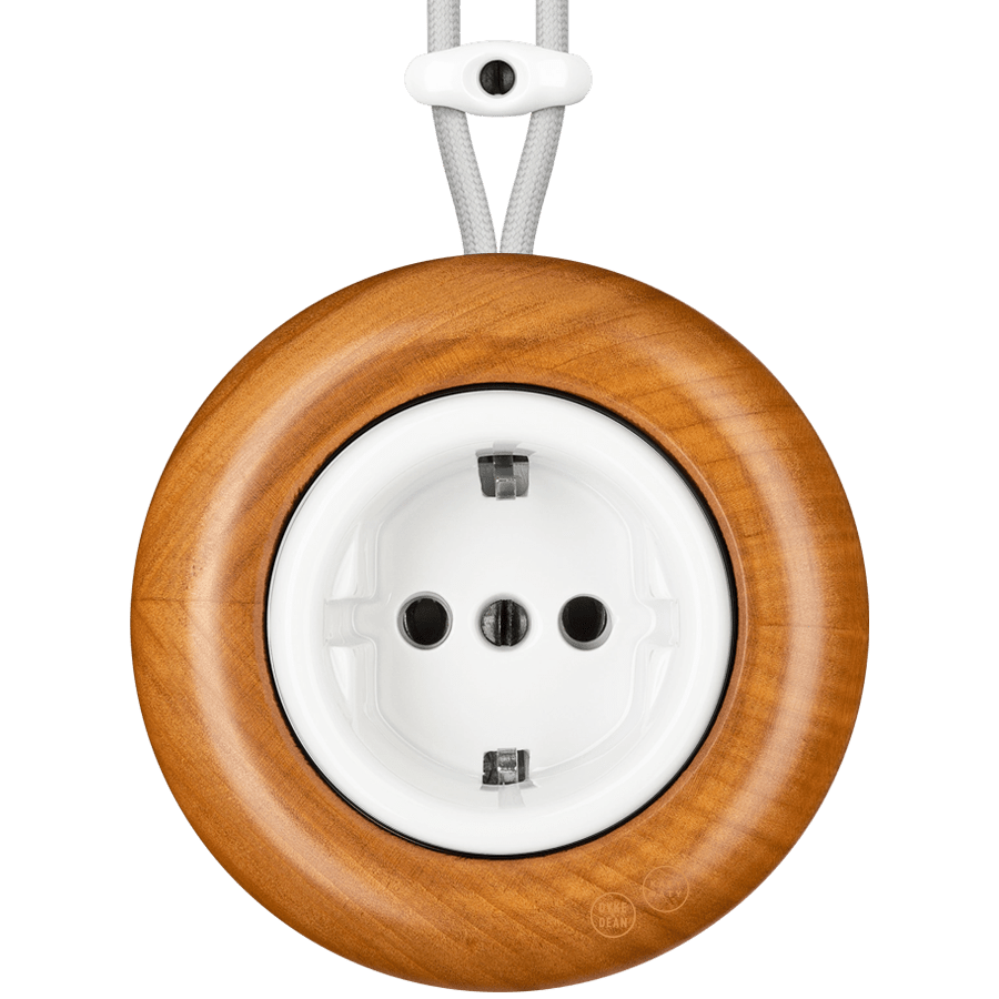 WOODEN PORCELAIN SURFACE MOUNTED PADELUS SOCKET SCHUKO - DYKE & DEAN