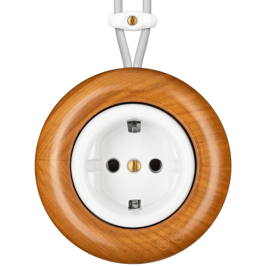 WOODEN PORCELAIN SURFACE MOUNTED PADELUS SOCKET SCHUKO - DYKE & DEAN