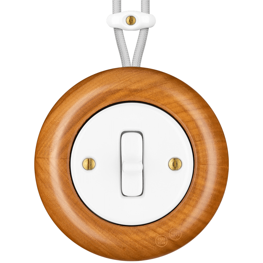 WOODEN PORCELAIN SURFACE MOUNTED PADELUS TOGGLE SWITCH - DYKE & DEAN