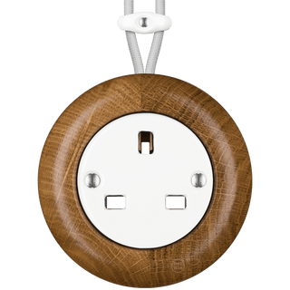 WOODEN PORCELAIN SURFACE MOUNTED ROBUS SOCKET UK - DYKE & DEAN