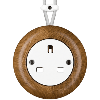 WOODEN PORCELAIN SURFACE MOUNTED ROBUS SOCKET UK - DYKE & DEAN