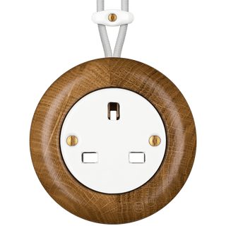 WOODEN PORCELAIN SURFACE MOUNTED ROBUS SOCKET UK - DYKE & DEAN
