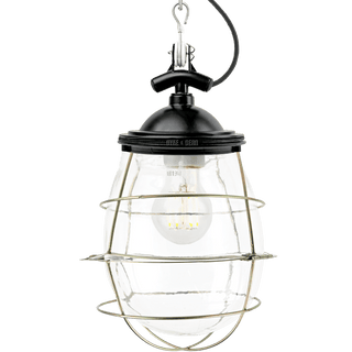BELL JAR INDUSTRIAL LIGHT BLACK BRASS CAGE - DYKE & DEAN