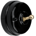 BLACK CERAMIC 2 WAY TOGGLE WALL SWITCH BRASS - DYKE & DEAN